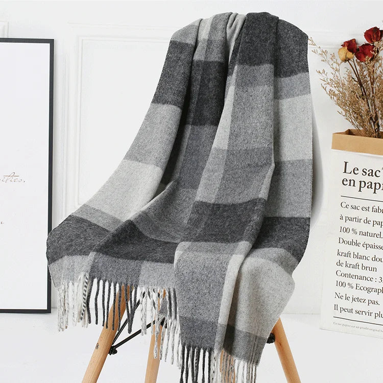 Luxe Wool Plaid Scarf - GlamoROZ