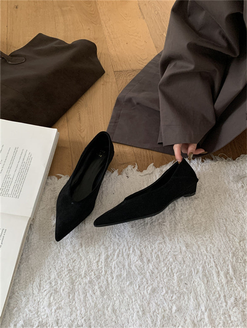 Wedge Suede Pointed Toe Pumps Women's Shoes