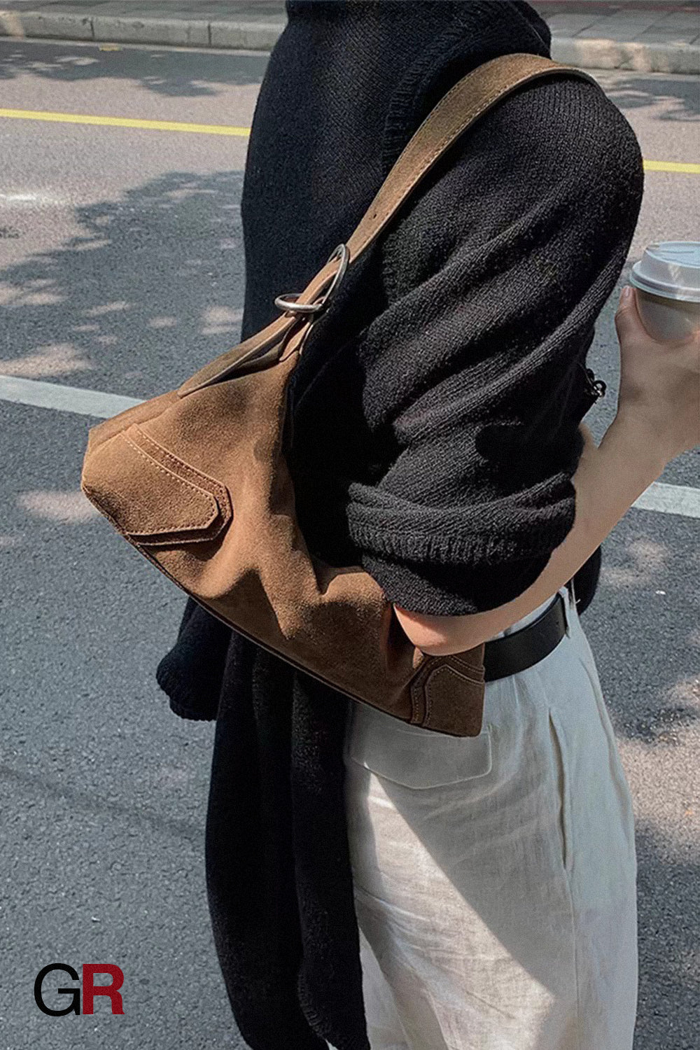 Deerskin Velvet Vintage Soft Leather Frosted Underarm Bag