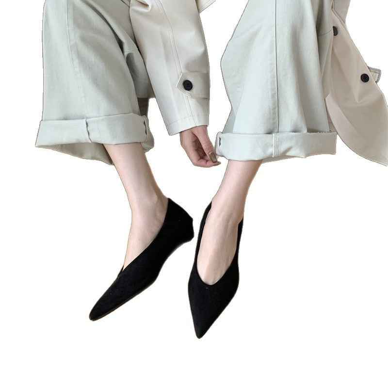 Wedge Suede Pointed Toe Pumps Women's Shoes