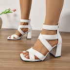 Peep Toe Open Toe Side Empty Square Buckle Fashion Sandals