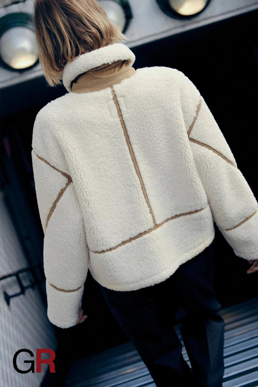 Playful Patchwork Lamb Fur Jacket - GlamoROZ