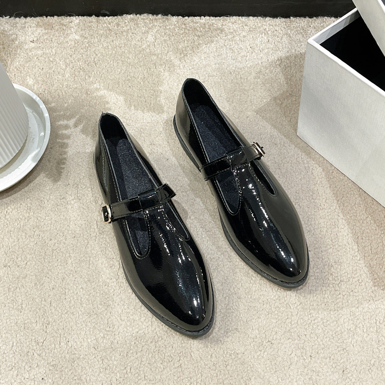 Retro Black New French Pointed Women's Short High Heels