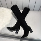 Pointed High Heels And Fleece Thick Heel Boots