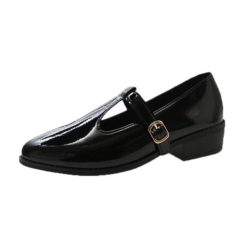 Retro Black New French Pointed Women's Short High Heels