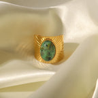 Ethnic Elegance Oval Turquoise Ring - GlamoROZ
