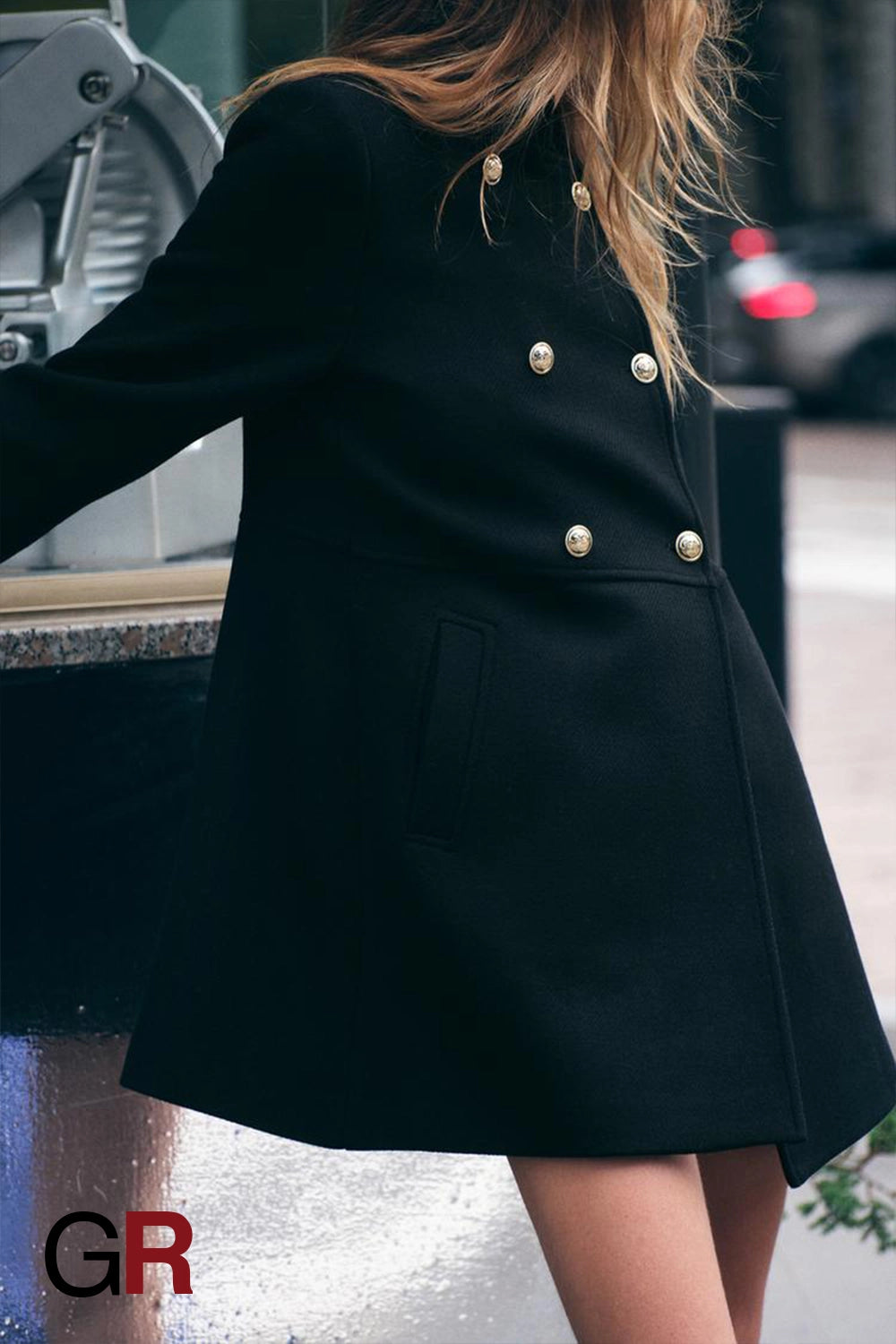 Timeless Double-Breasted Blended black Coat for Women - GlamoROZ