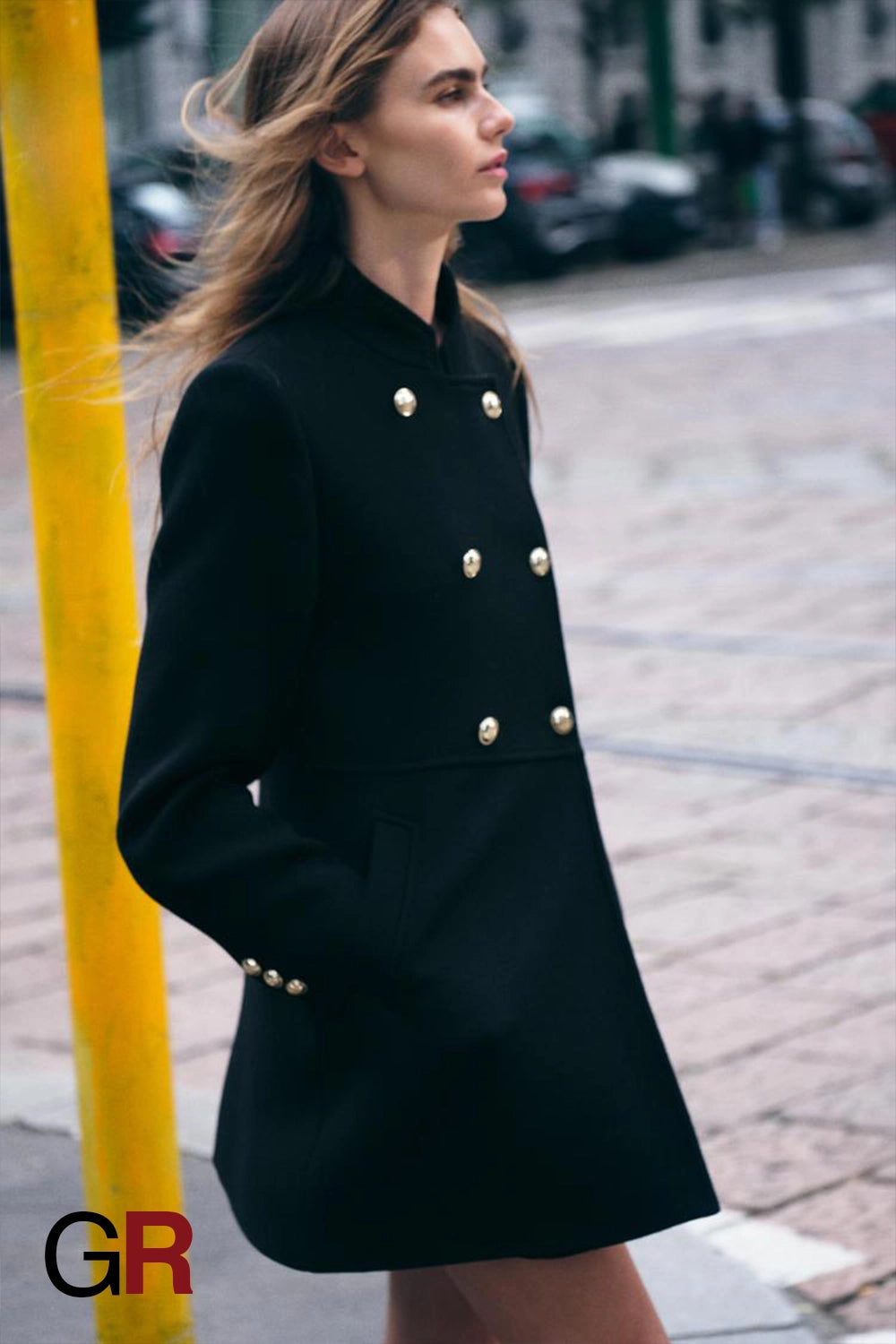 Timeless Double-Breasted Blended black Coat for Women - GlamoROZ