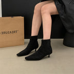High Heel Square Toe Thin Korean Style Stiletto Heel Simple Commuter Ankle Boots