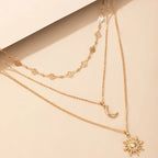Sunrise Layers Golden Pendant Necklace - GlamoROZ