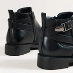 Noir Buckle Chelsea Ankle Boots - GlamoROZ