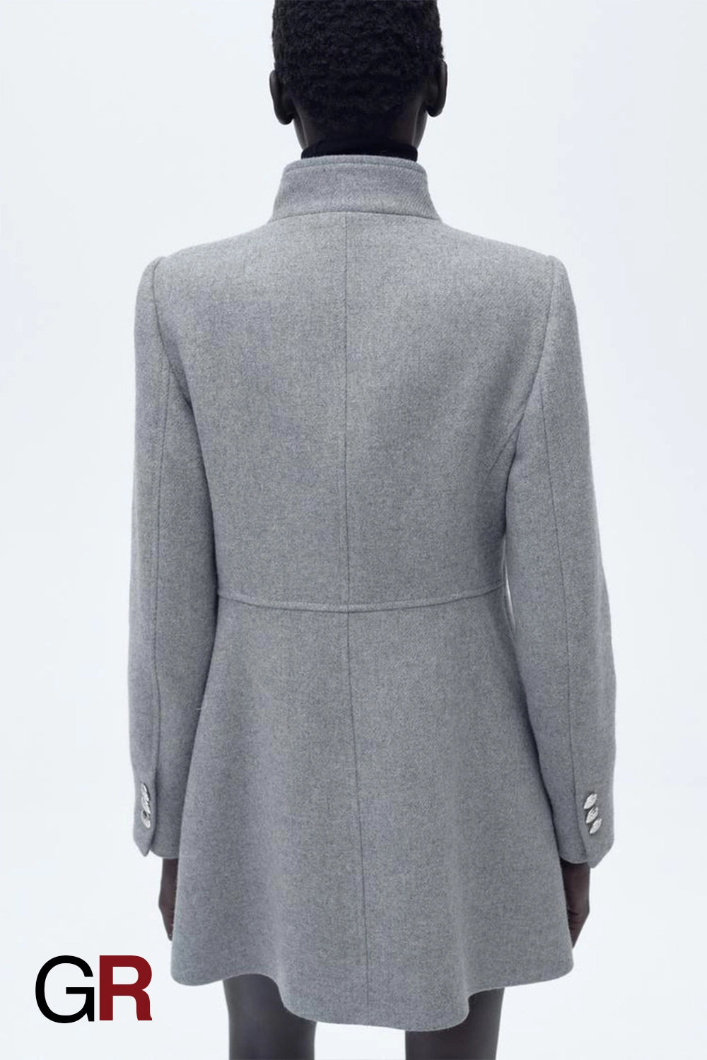 Timeless Double-Breasted Blended Grey Coat for Women - GlamoROZ