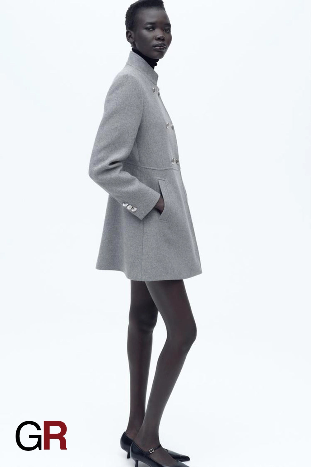 Timeless Double-Breasted Blended Grey Coat for Women - GlamoROZ