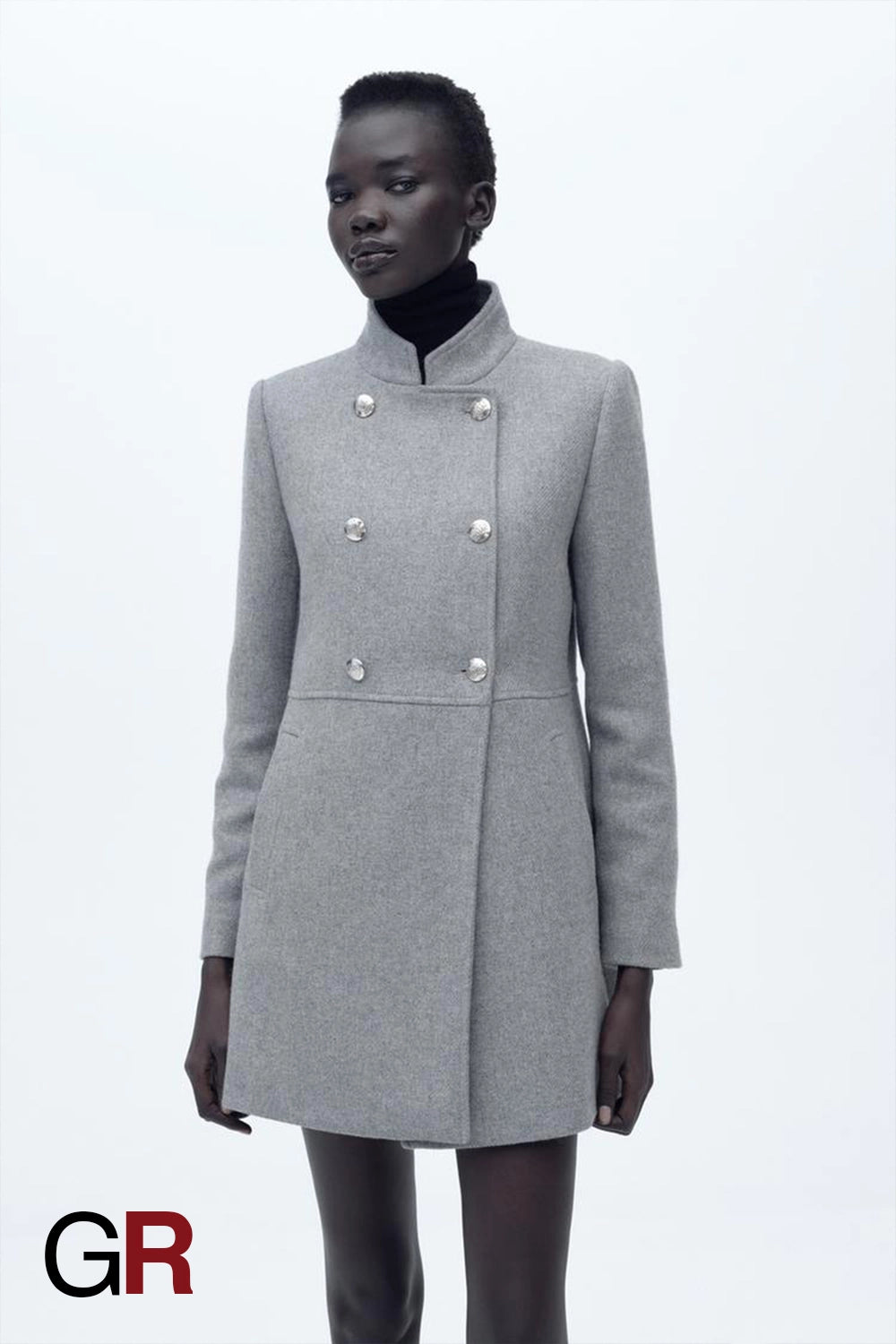 Timeless Double-Breasted Blended Grey Coat for Women - GlamoROZ