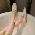 Parisian Pearl Embellished Retro Flats - GlamoROZ