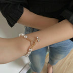 Lustrous Pearl & Diamond Charm Bracelet - GlamoROZ