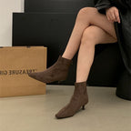 High Heel Square Toe Thin Korean Style Stiletto Heel Simple Commuter Ankle Boots