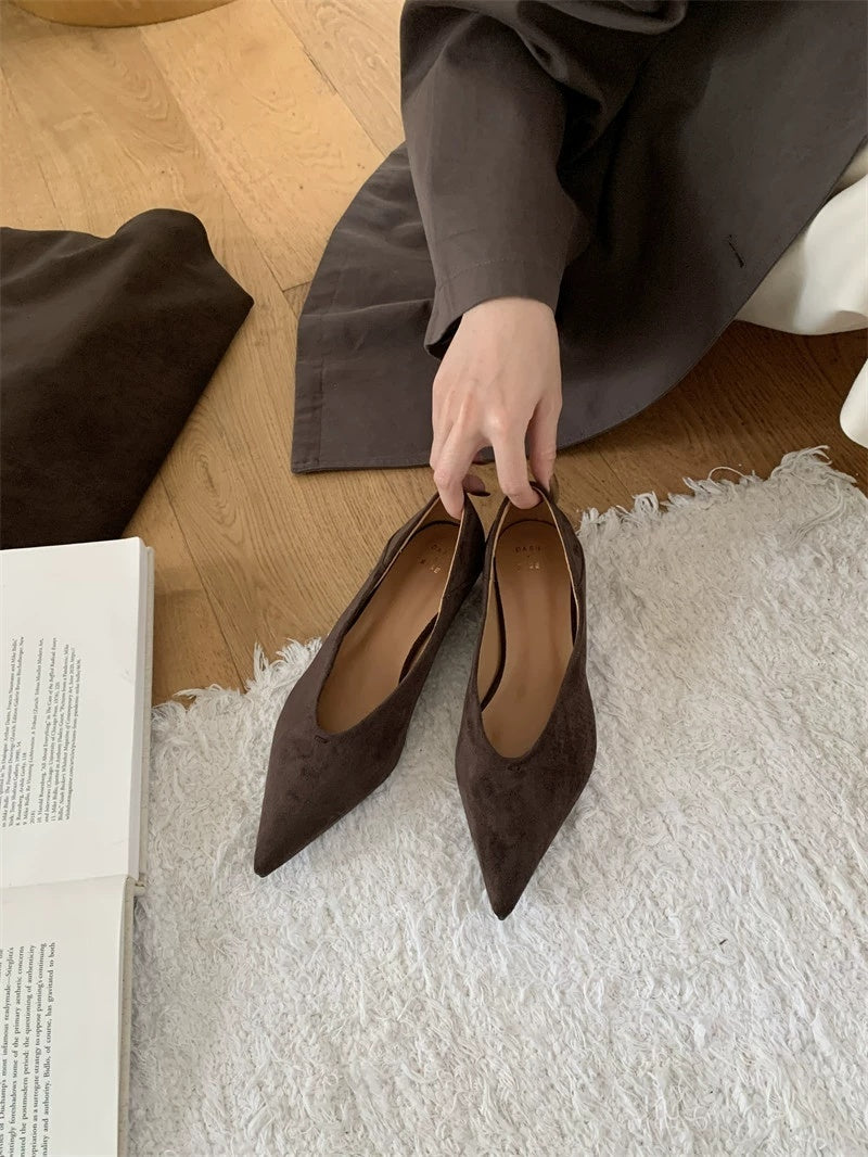 Wedge Suede Pointed Toe Pumps Women's Shoes