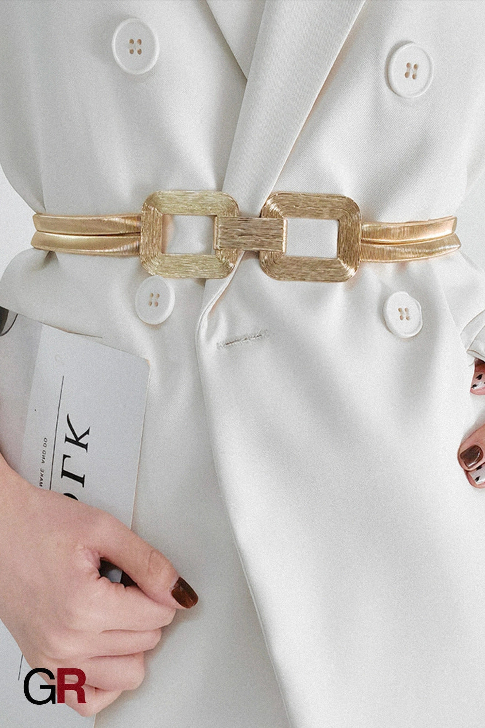 AURORA SCULPTED METALLIC BELT