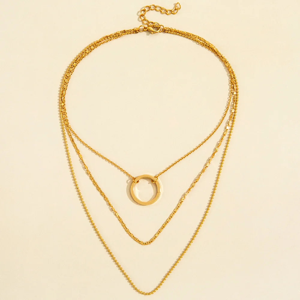 Clavicle Circle Charm Layer Necklace - GlamoROZ