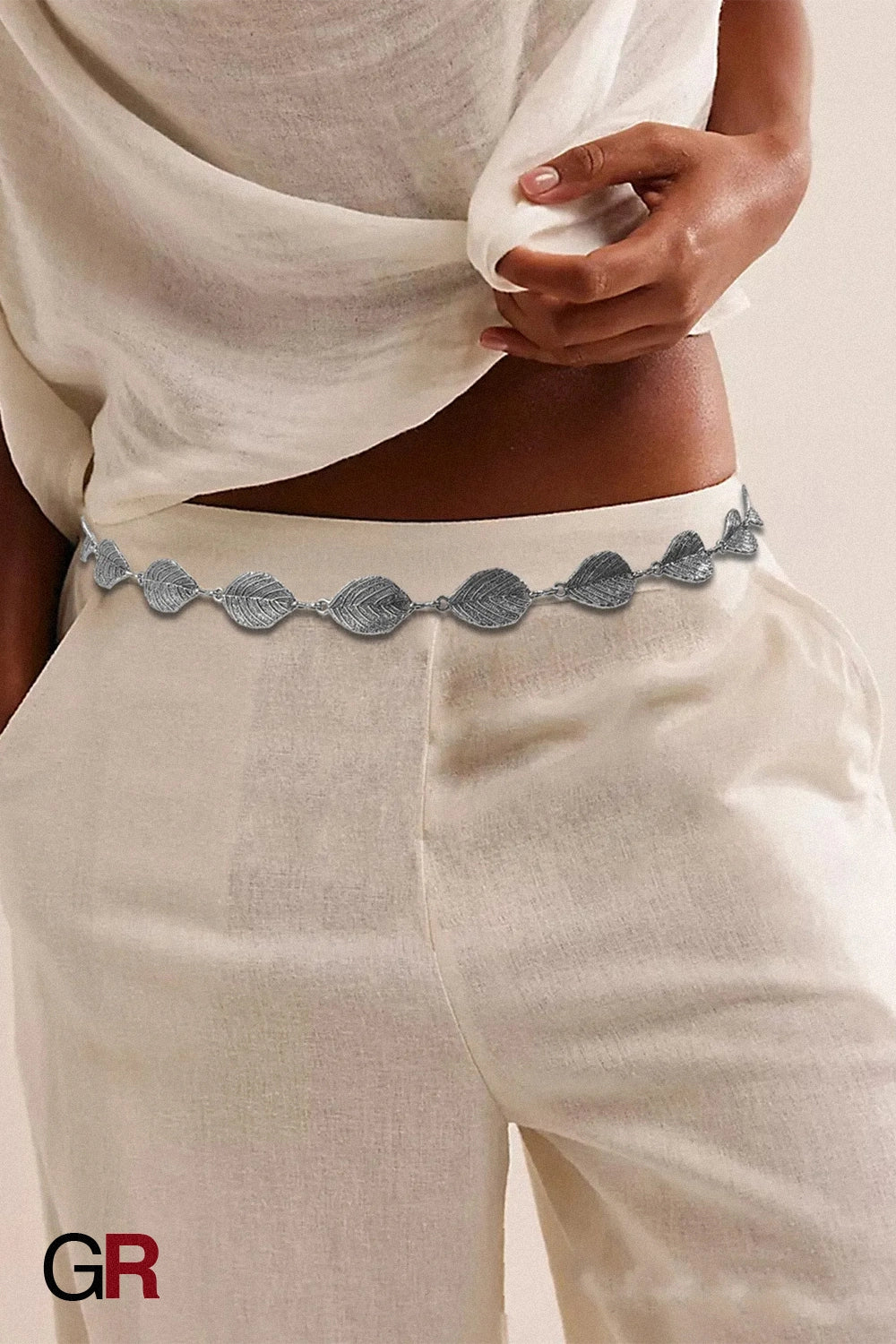 ELARA SILVER LEAF BELT