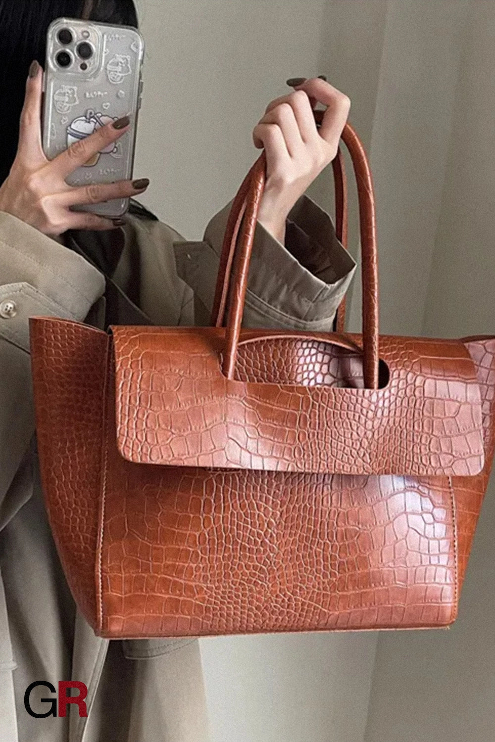 New Stone Pattern Large Capacity Handbag