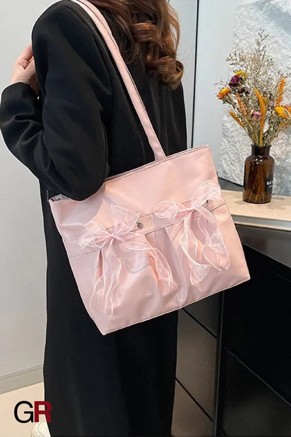 College Style Bow Tote Bag Large Capacity