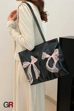 College Style Bow Tote Bag Large Capacity