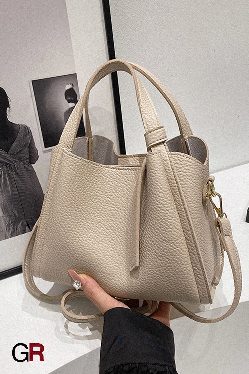 Korean Style Ins New Hong Kong Style Personalized Simple One-shoulder Underarm Bucket Bag Vegetable Basket Retro Crossbody Bag
