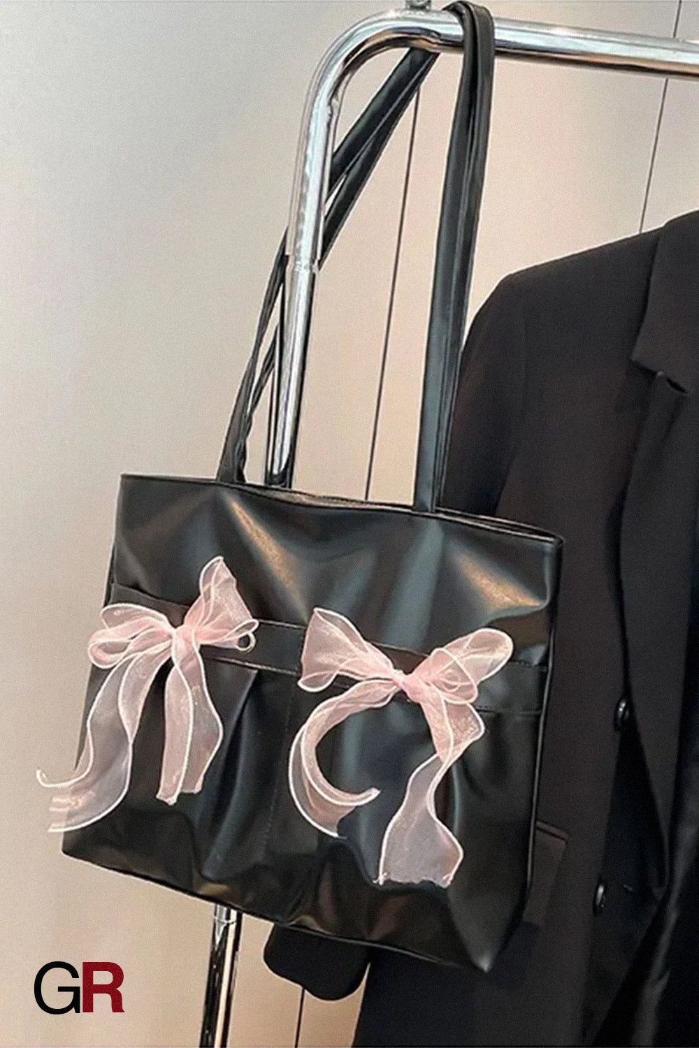 College Style Bow Tote Bag Large Capacity