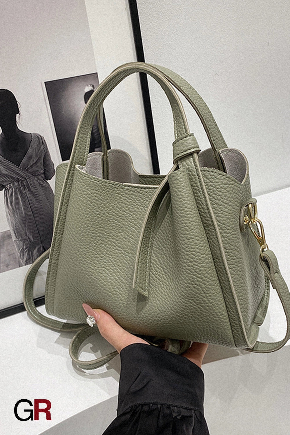 Korean Style Ins New Hong Kong Style Personalized Simple One-shoulder Underarm Bucket Bag Vegetable Basket Retro Crossbody Bag