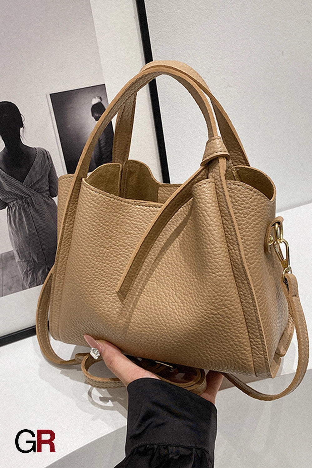 Korean Style Ins New Hong Kong Style Personalized Simple One-shoulder Underarm Bucket Bag Vegetable Basket Retro Crossbody Bag