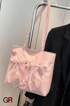 College Style Bow Tote Bag Large Capacity