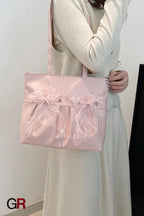 College Style Bow Tote Bag Large Capacity