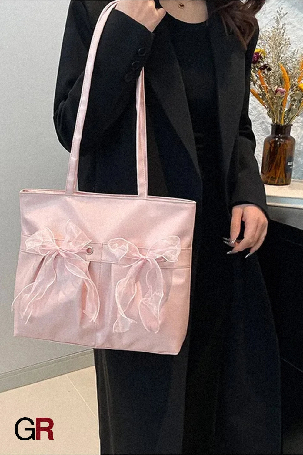 College Style Bow Tote Bag Large Capacity