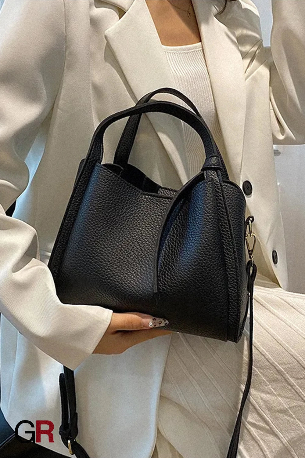 Korean Style Ins New Hong Kong Style Personalized Simple One-shoulder Underarm Bucket Bag Vegetable Basket Retro Crossbody Bag