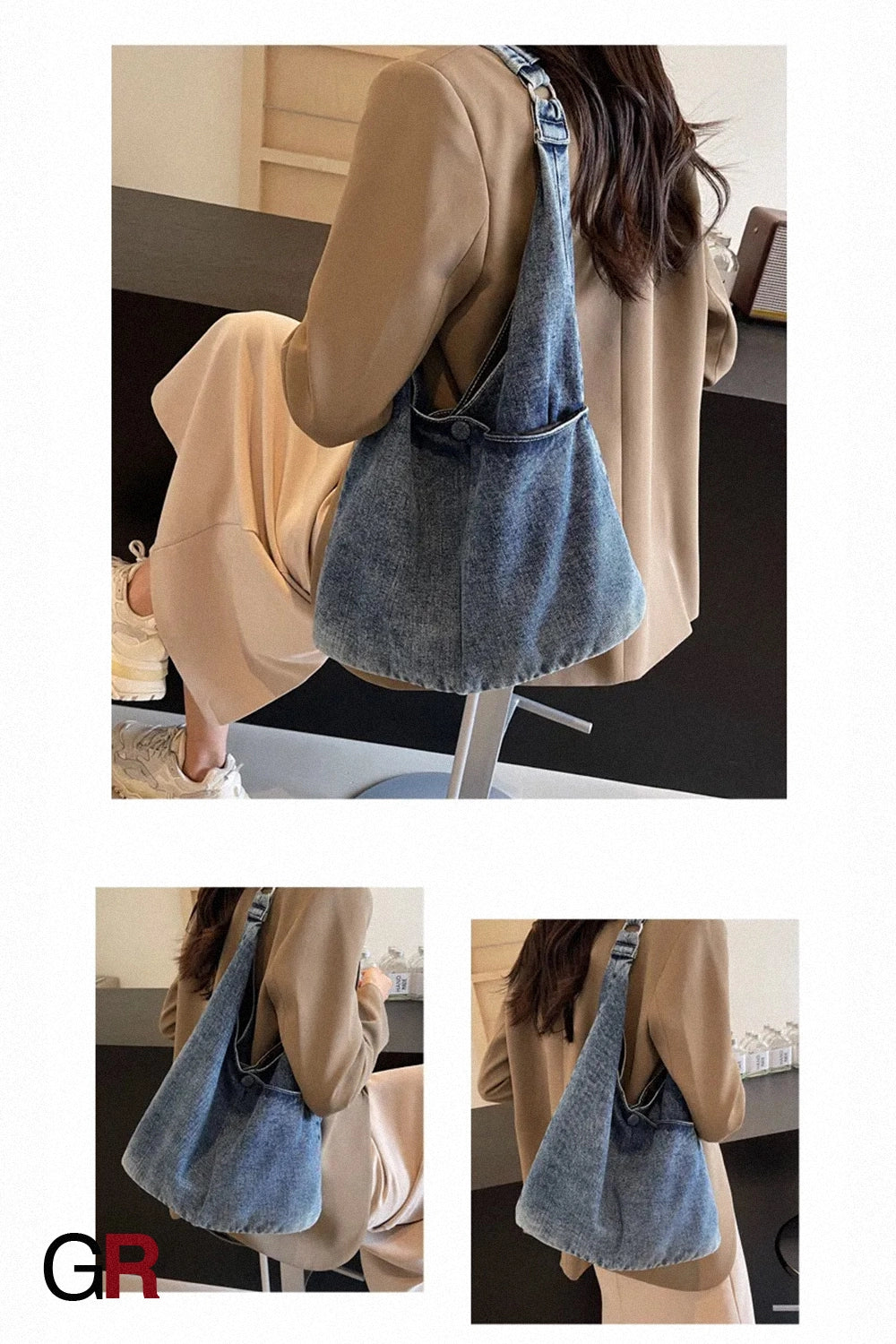 Casual Large Capacity Denim Shoulder Tote Bag