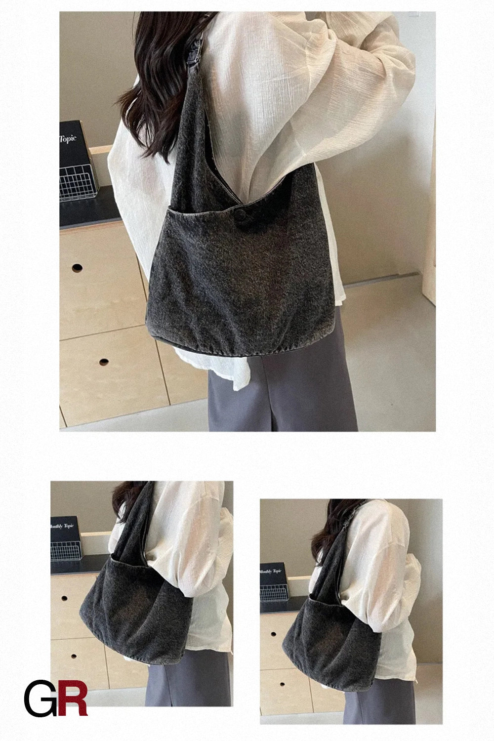 Casual Large Capacity Denim Shoulder Tote Bag