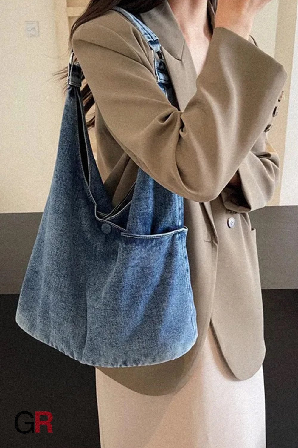 Casual Large Capacity Denim Shoulder Tote Bag