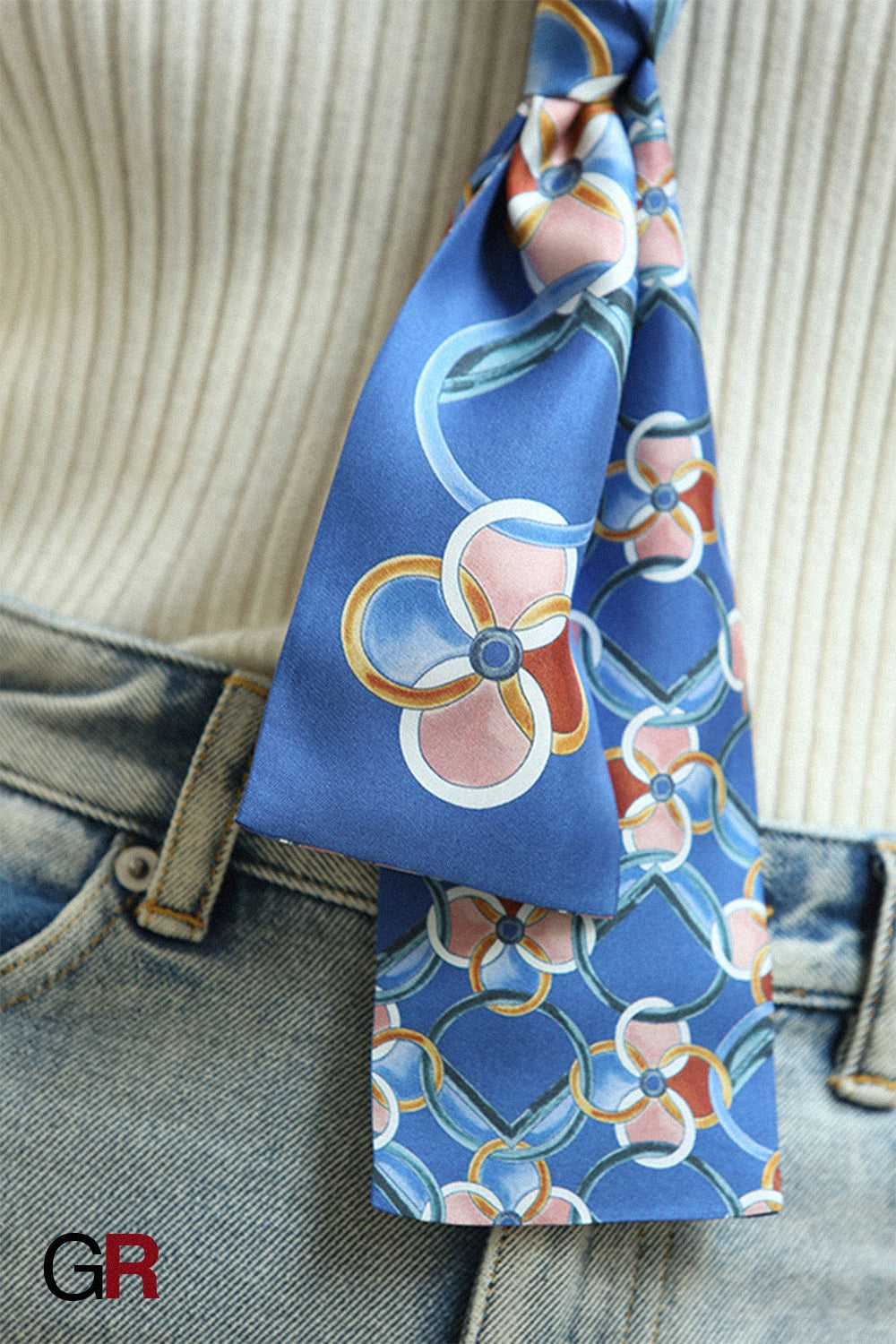 Camille Bleu Floral Scarf