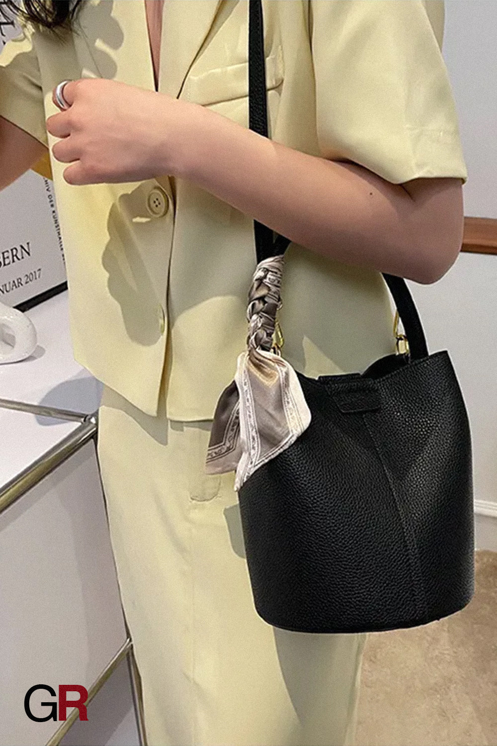 Lychee Pattern Textured Handbag Women's Bag Western Style