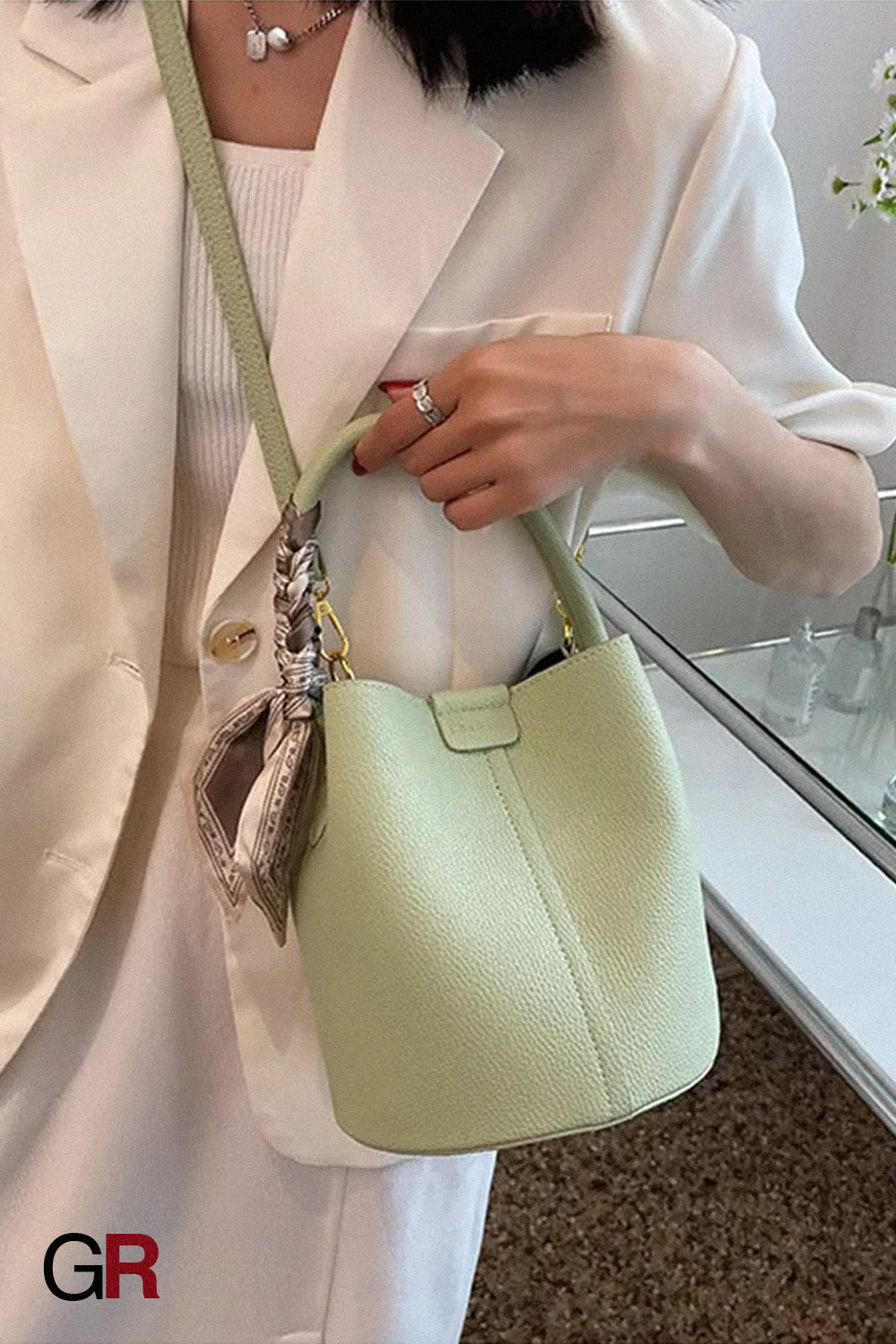 Lychee Pattern Textured Handbag Women's Bag Western Style
