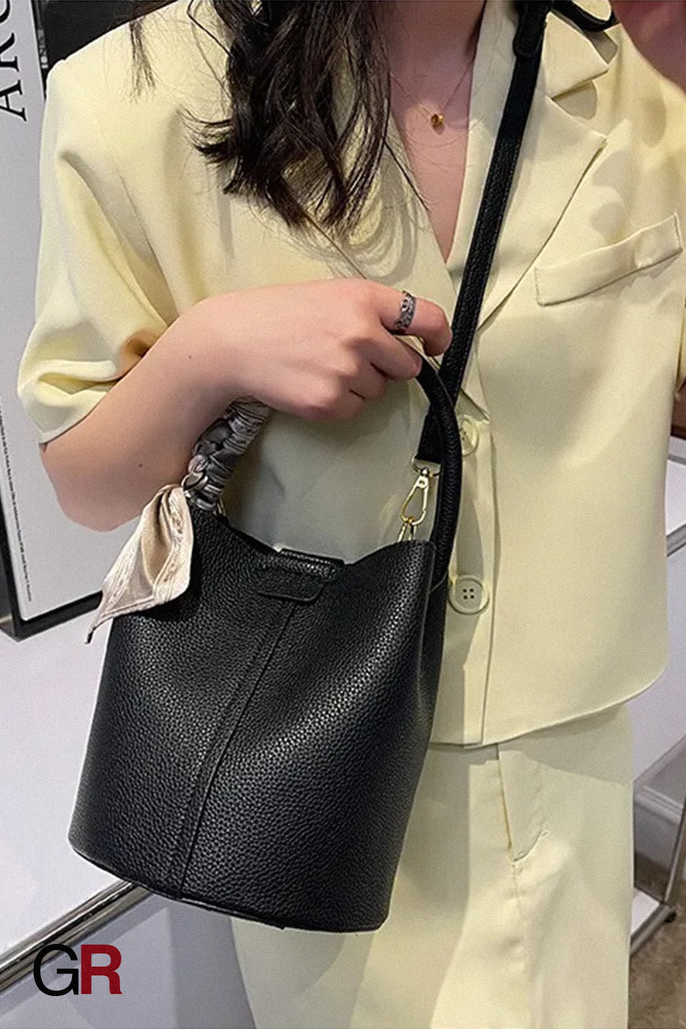 Lychee Pattern Textured Handbag Women's Bag Western Style