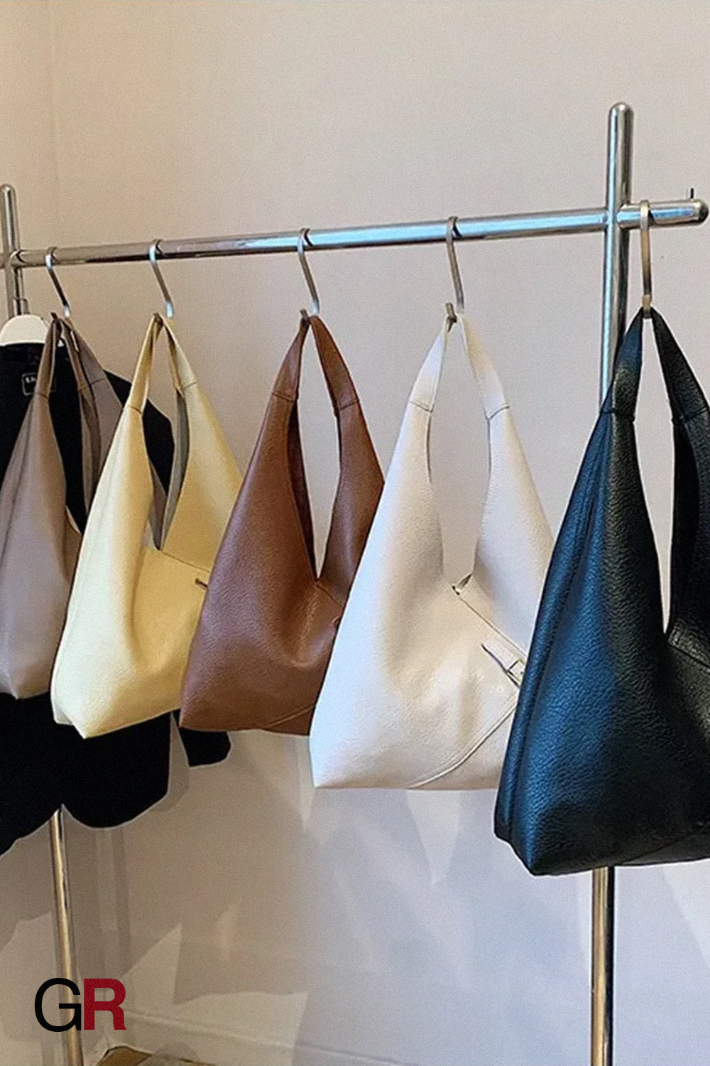 Fashionable Solid Color Soft Leather Underarm Bag Simple Large Capacity