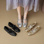 Pleated Elegance Square Toe Flats - GlamoROZ