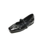 Pleated Elegance Square Toe Flats - GlamoROZ