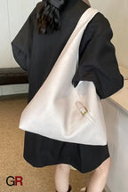 Fashionable Solid Color Soft Leather Underarm Bag Simple Large Capacity