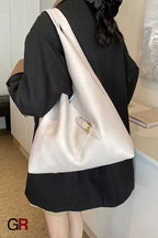 Fashionable Solid Color Soft Leather Underarm Bag Simple Large Capacity