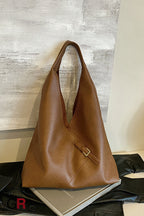 Fashionable Solid Color Soft Leather Underarm Bag Simple Large Capacity
