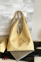Fashionable Solid Color Soft Leather Underarm Bag Simple Large Capacity